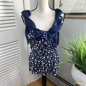 Ric Rac Anthropologie Top Womens Medium Blue Ring of Bows Tank Dainty Soft Girl